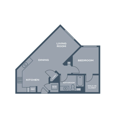 Rendering of the D floor plan with 1 bedroom[s] and 1 bathroom[s] at Artizan Oakland